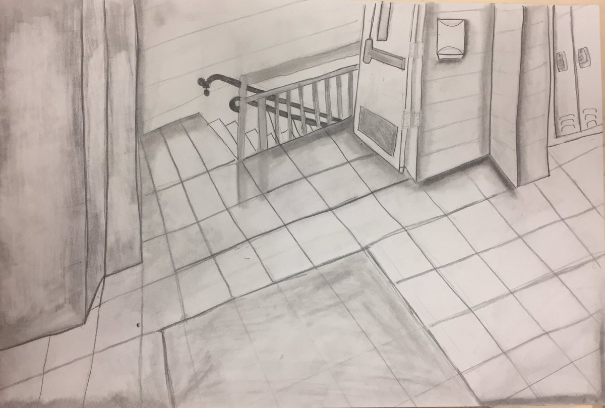 Studio Art 2 working on their perspective drawings.