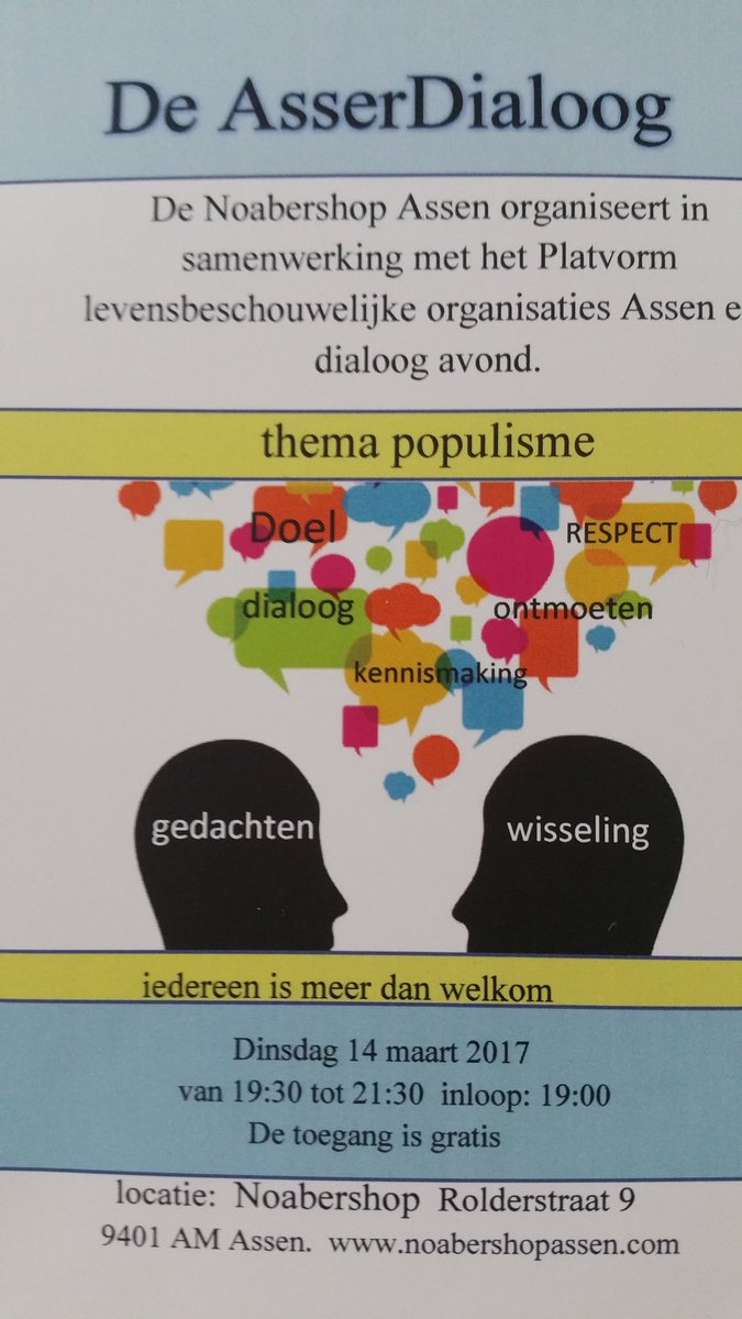 Iedereen is meer dan welkom.