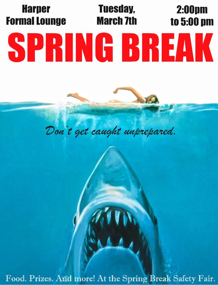 Tips to prepare for spring break! Harper formal lounge @ 2:00 today!