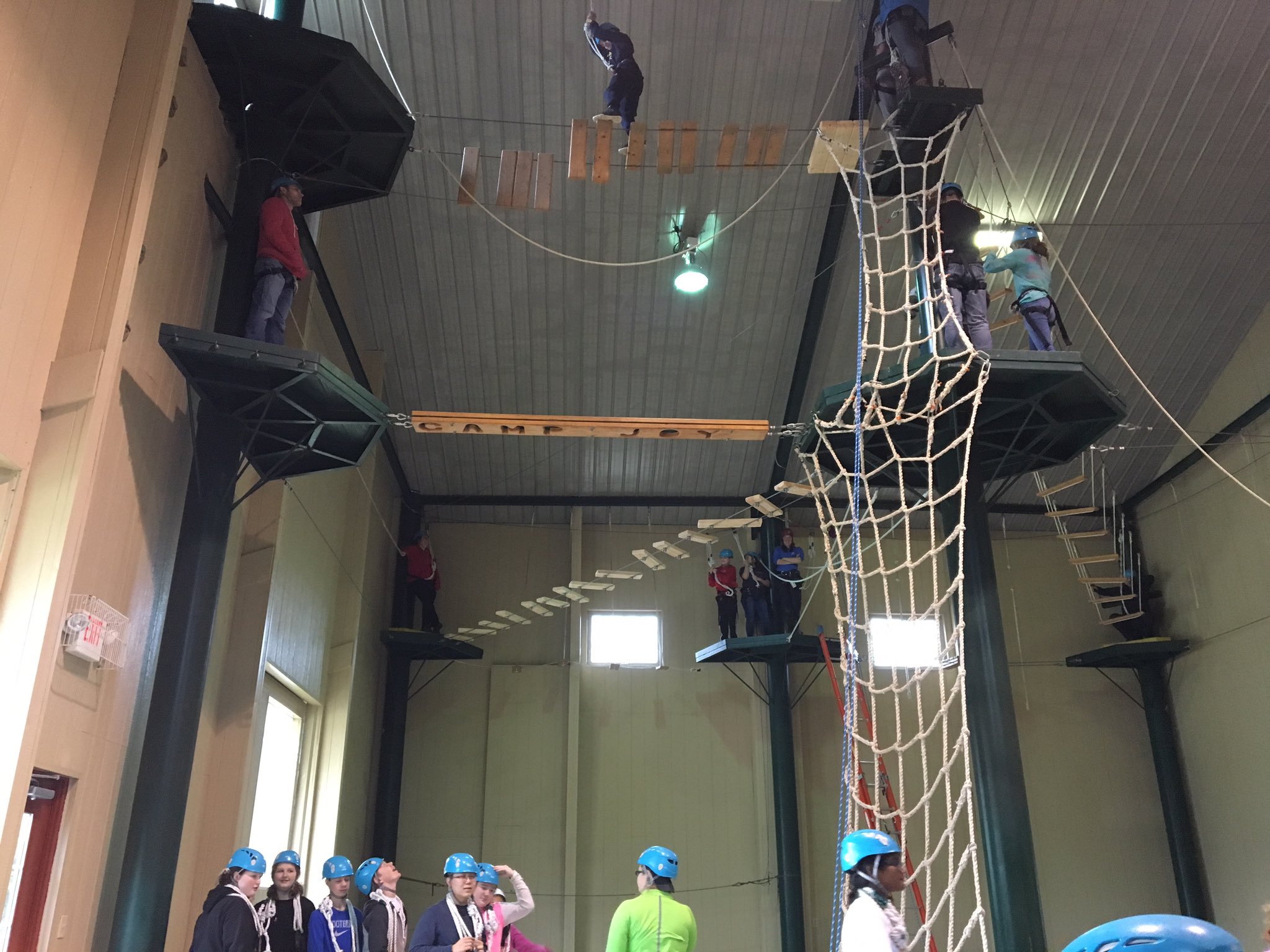 laura on X: Camp Joy groups on the indoor high ropes course.  #cemsinnovators  / X