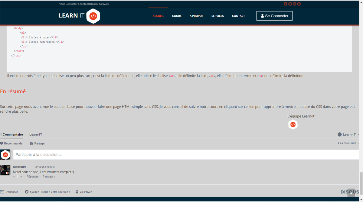 Learn_iTfr's tweet image. Mise en place d&apos;un système de commentaire grâce a Disqus 😜
#informatique #html #css #php #js #learn #it #learnit