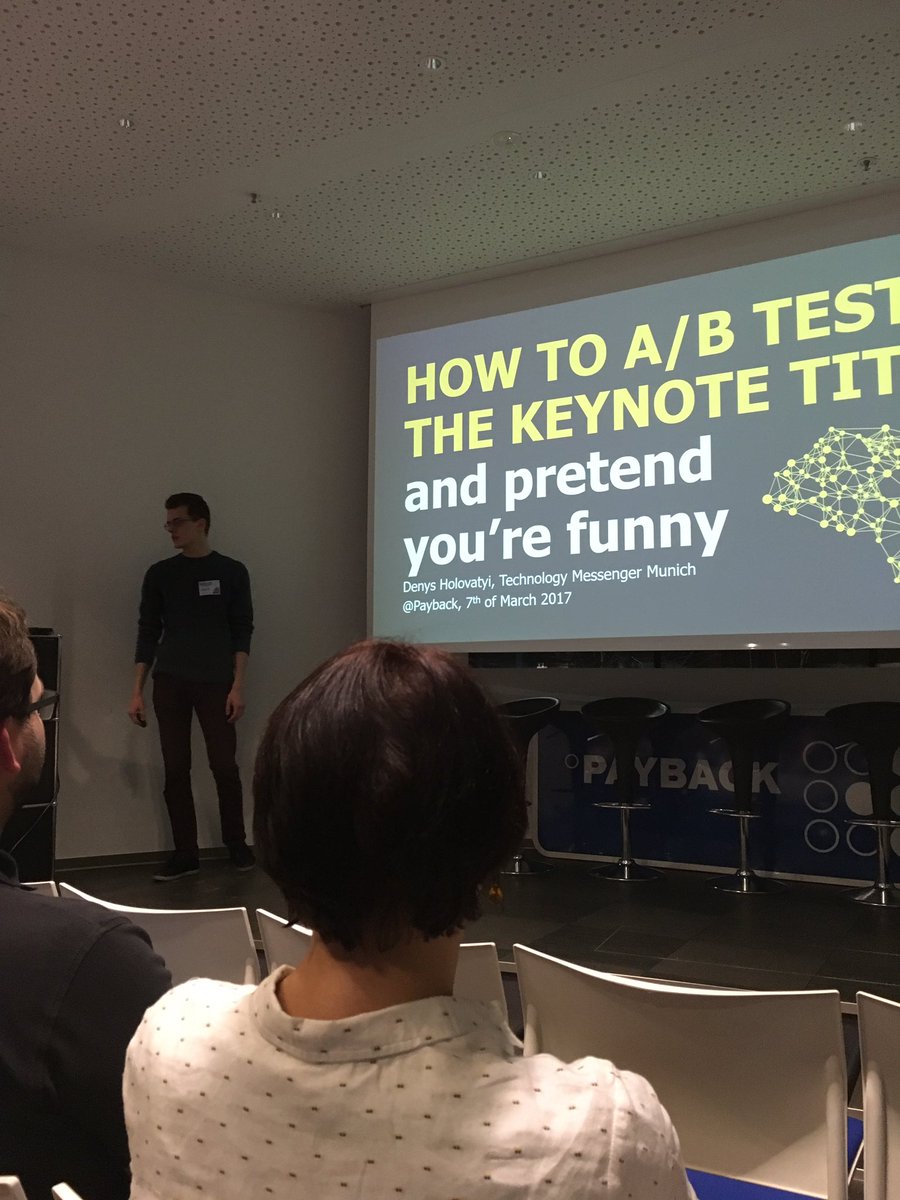 paavopdf's tweet image. Denys of @TechMeMunich now on stage at an email focused #meetup @PAYBACK_de 
Talk is about his recent projects