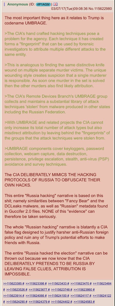 Eyes_of_justice's tweet photo. RT@polNewsNetwork1
#ProjectUmbrage Allows CIA
2 LEAVE "Digital Fngerprints"
Directing suspicion 2 different group (or to Russia). #Vault7 https://t.co/qmlly1fscQ