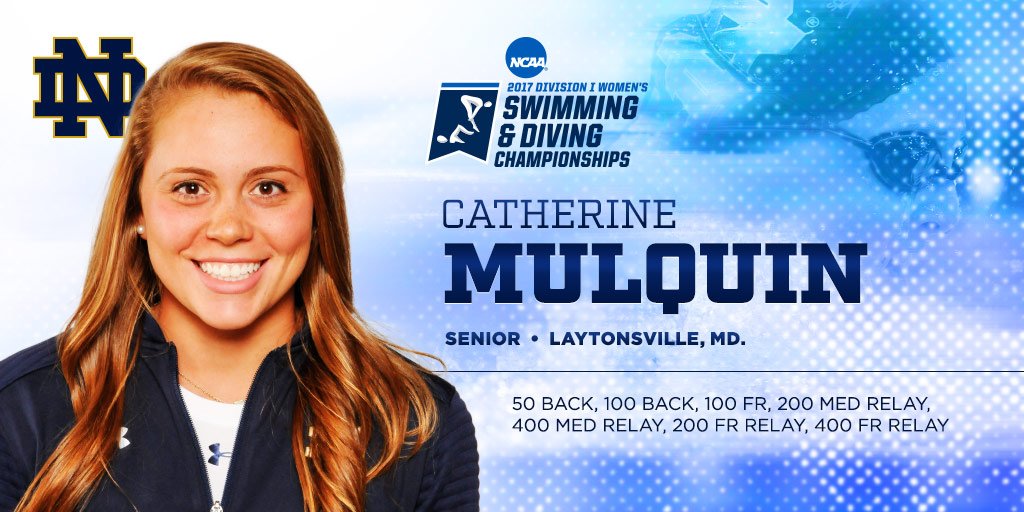 NDSwimDive's tweet photo. Senior @CMulqs03  will swim for #NotreDame at the #NCAA Championships again next week in Indy! #GoIrish☘️ #HereCometheIrish! 🏊‍♀️ https://t.co/mYEMun1dgw