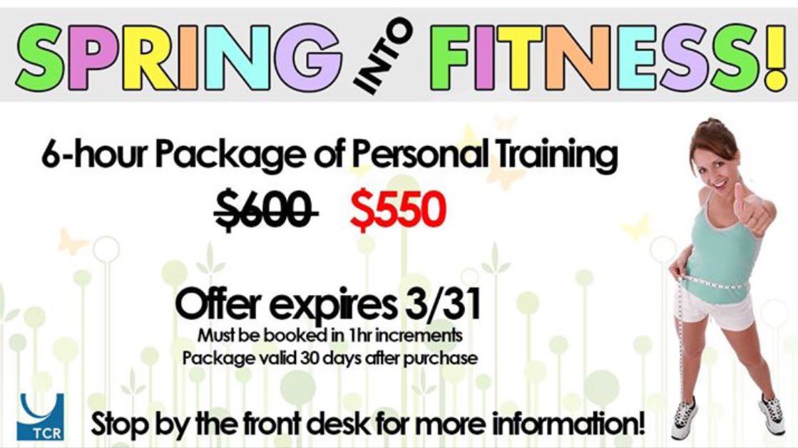 TCR_NYC's tweet photo. Spring Into Fitness!
#TheClubOfRiverdale #TCR #Spring #Fitness #PersonalTraining #PersonalTrainer #Offer #Riverdale #Netherland #Kappock https://t.co/vc90pxgoxq