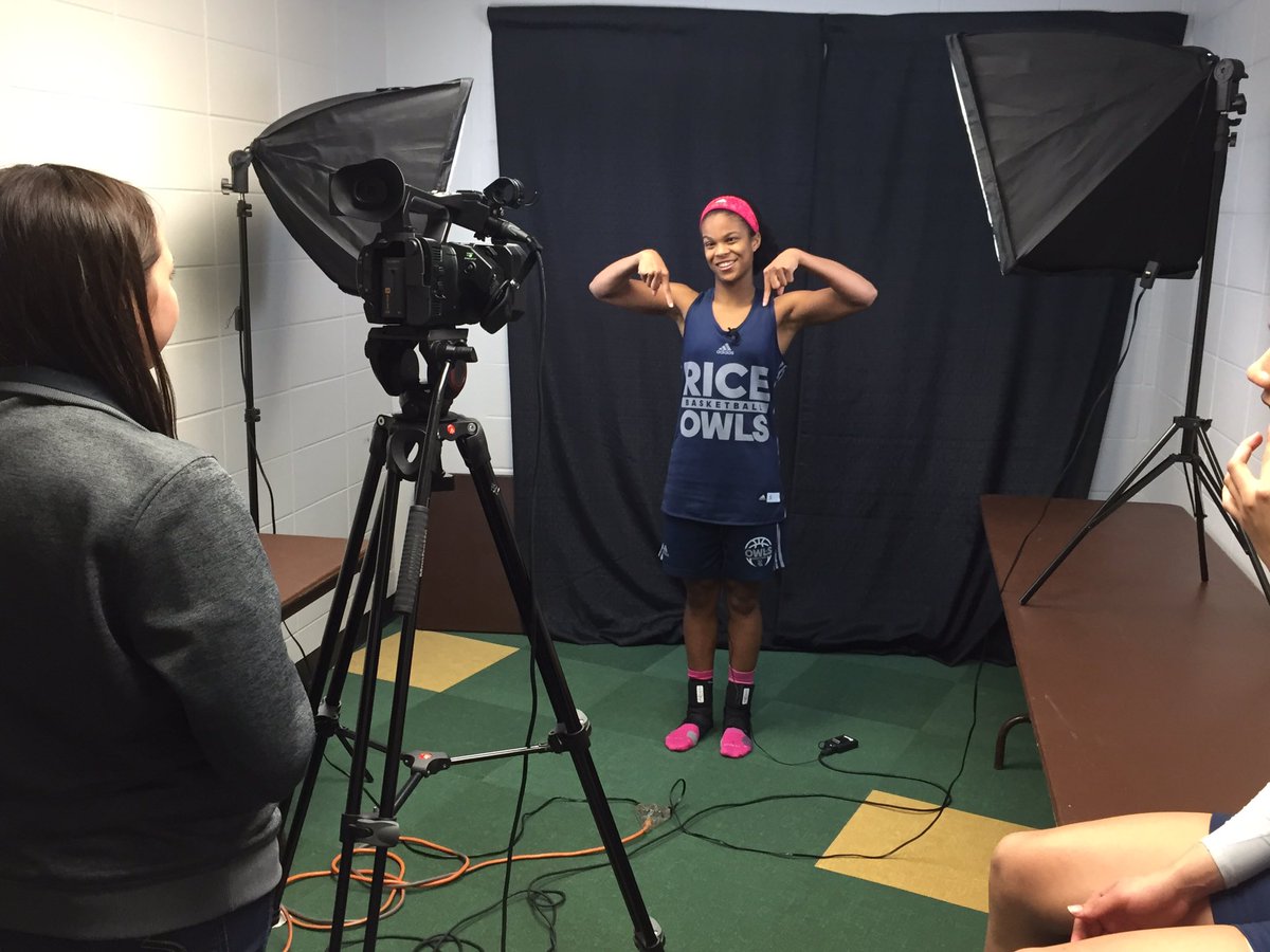 RiceWBB's tweet photo. Just filming some #CUSAWBK social media fun with @Madi_CUSA. Be on the lookout! https://t.co/mqEQpRdXUP