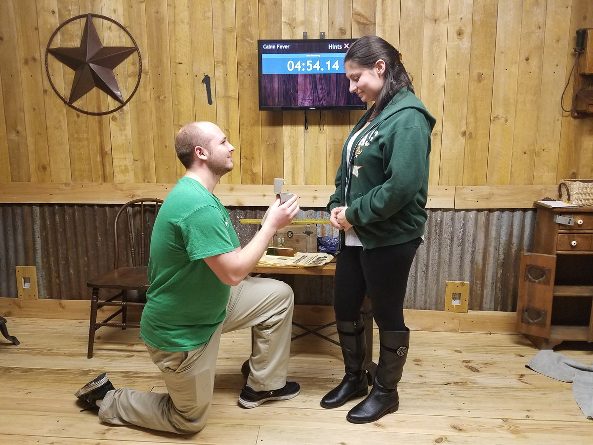 C2Efrisco's tweet photo. Countdown 2 Escape had the pleasure to host an engagement for a fantastic couple this weekend in our Cabin Fever room! Congratulations! https://t.co/UON7My7OFl