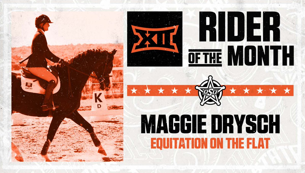 OSUEquestrian's tweet photo. Oklahoma State dominates Big 12 Rider of the Month honors, winning three out of the four awards! #okstate https://t.co/dZx3zEJpkd