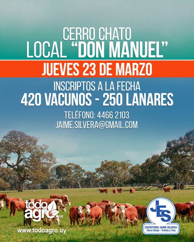 TodoAgrouy's tweet photo. Jueves 23 de Marzo, Cerro Chato. Local “Don Manuel” #FeriaGanadera #CerroChato https://t.co/6AOw52a7fJ