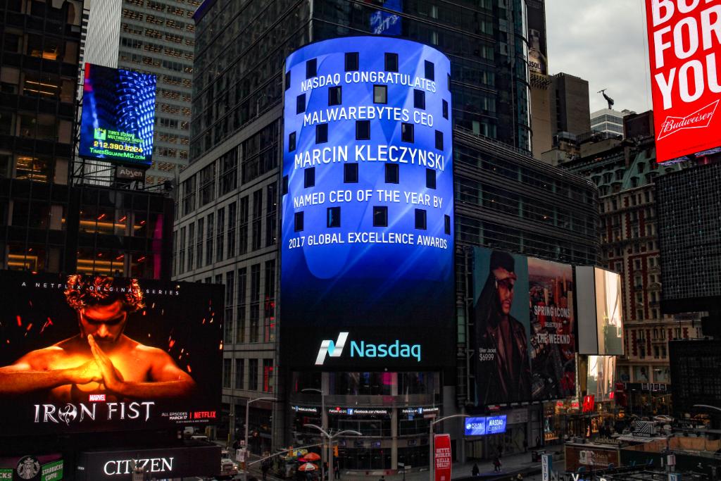 #Nasdaq congratulates <a href="/Malwarebytes/">Malwarebytes</a> #CEO <a href="/mkleczynski/">Marcin Kleczynski</a> for being named CEO of the Year by 2017 Global Excellence Awards! (<a href="/infosecuritypg/">Info Security PG</a>)