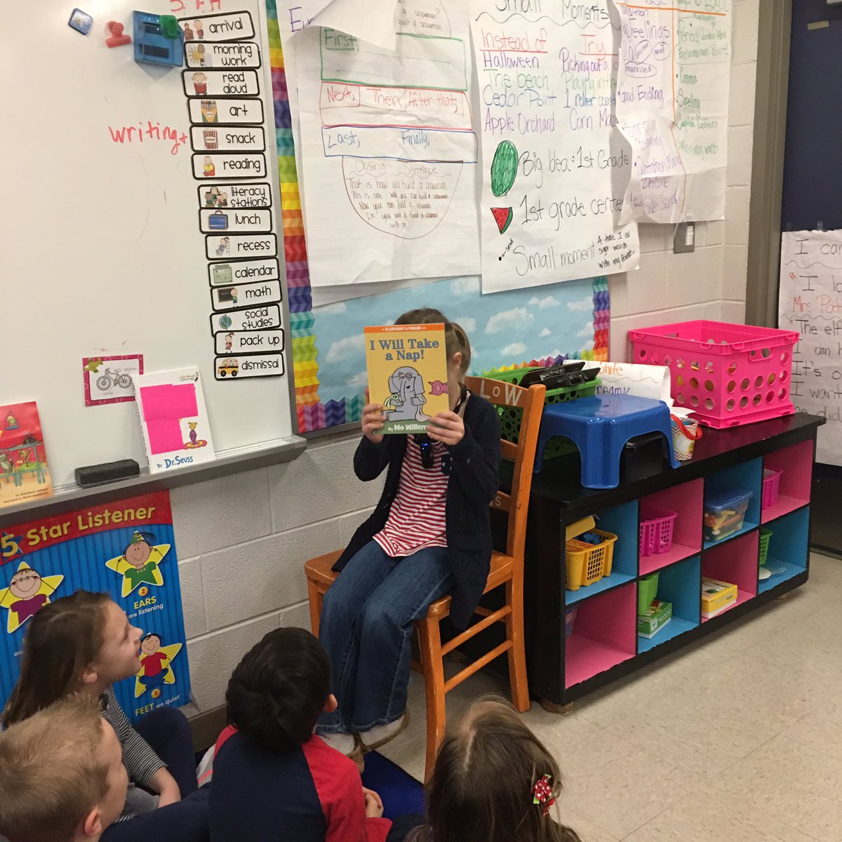 Olivia read I Will Take a Nap and we all dressed up in blue and red for cat in the hat day! #MarchIsReadingMonth #SayreStrong