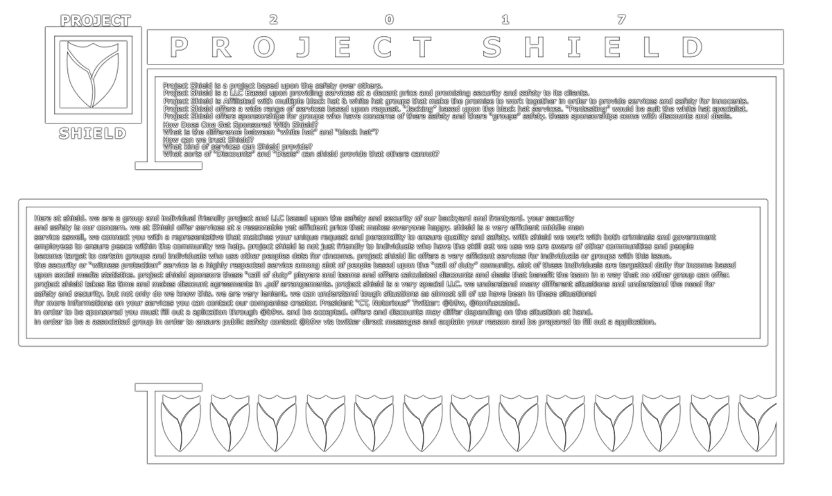 TheShieldingLLC's tweet photo. Now Sponsoring. President Of Project Shield Is. @b9w. Backup @ionfuscated. Sponsoring (x3 Teams) (x3 Individuals).
https://t.co/qMxpPidgk8 https://t.co/rJpStmlz6v
