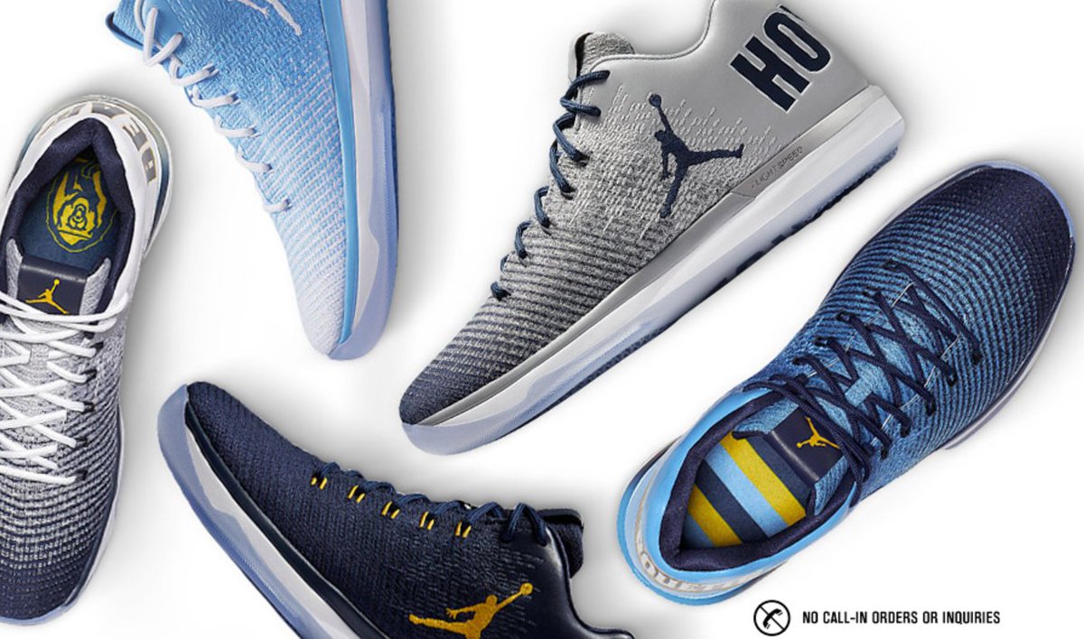 Shop_BCM's tweet photo. The JORDAN AJ XXXI LOW shoes have made their way to Foot Locker. Available in five different school colors. https://t.co/hQ9Bl70pZd