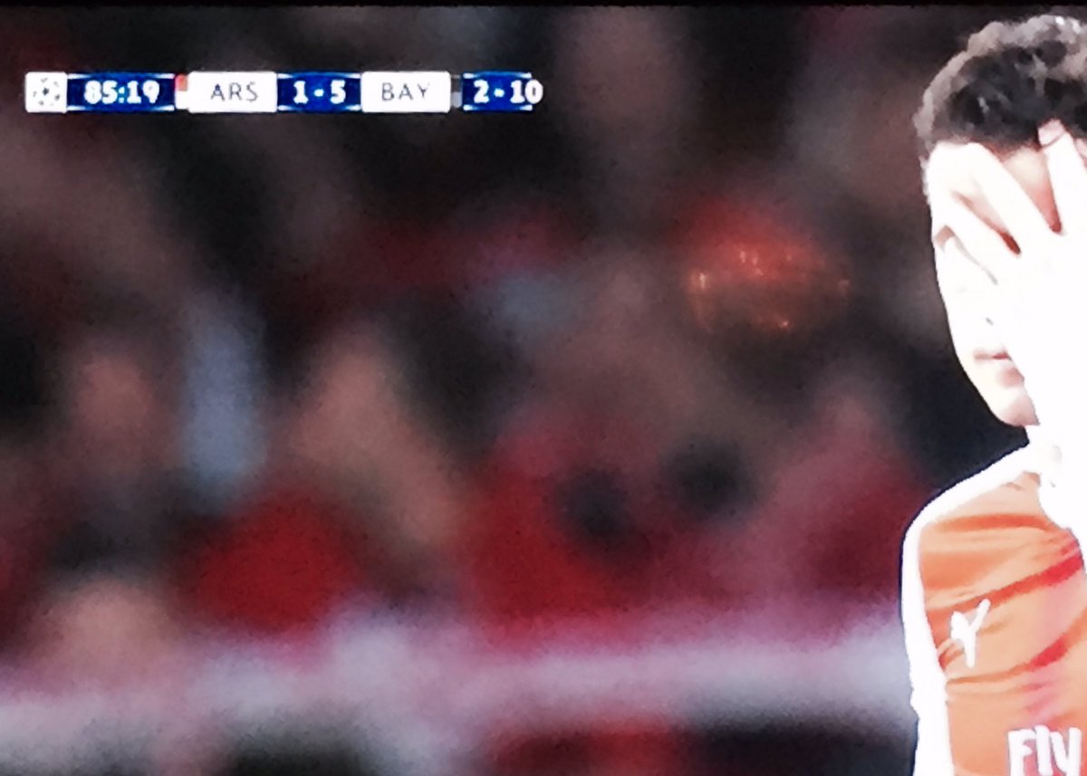 thatwist's tweet photo. #thatfeeling when not even the graphic is prepared for that kind of score #ChampionsLeague  #viasat #arsenalbayern #makeitlonger https://t.co/f8MQs3JqtA