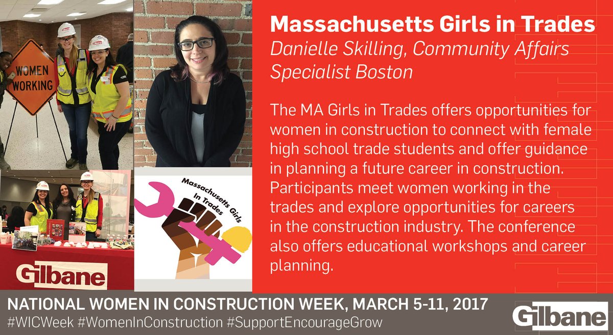 GilbaneNewEng's tweet photo. Celebrating #WICWeek2017 and #Massachusetts Girls in Trades #WomeninConstruction #SupportEncourageGrow #NAWIC https://t.co/kb6oIAtPWL
