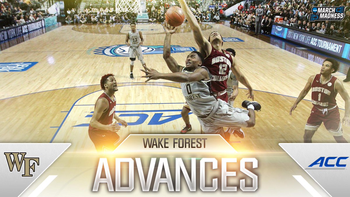 MarchMadnessMBB's tweet photo. Wake Forest defeats Boston College, 92-78, to advance to 2nd round of ACC tournament vs Virginia Tech. https://t.co/D4yDa1ep1v