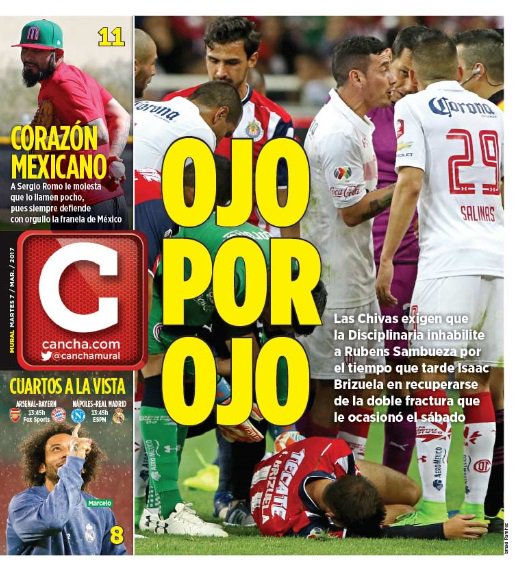 #OjoPOrOjo...Las @Chivas exigen que la disciplinaria inhabilite a Rubens Sambueza por el tiempo que tarde #IsaacBrizuela en recuperarse.