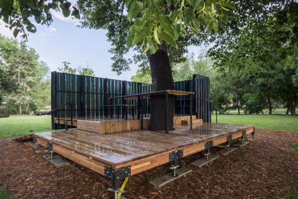 CUBoulder's tweet photo. Student-built 'tree office' takes root on campus. https://t.co/NlrC1RE0GI https://t.co/trBLWMKYIl