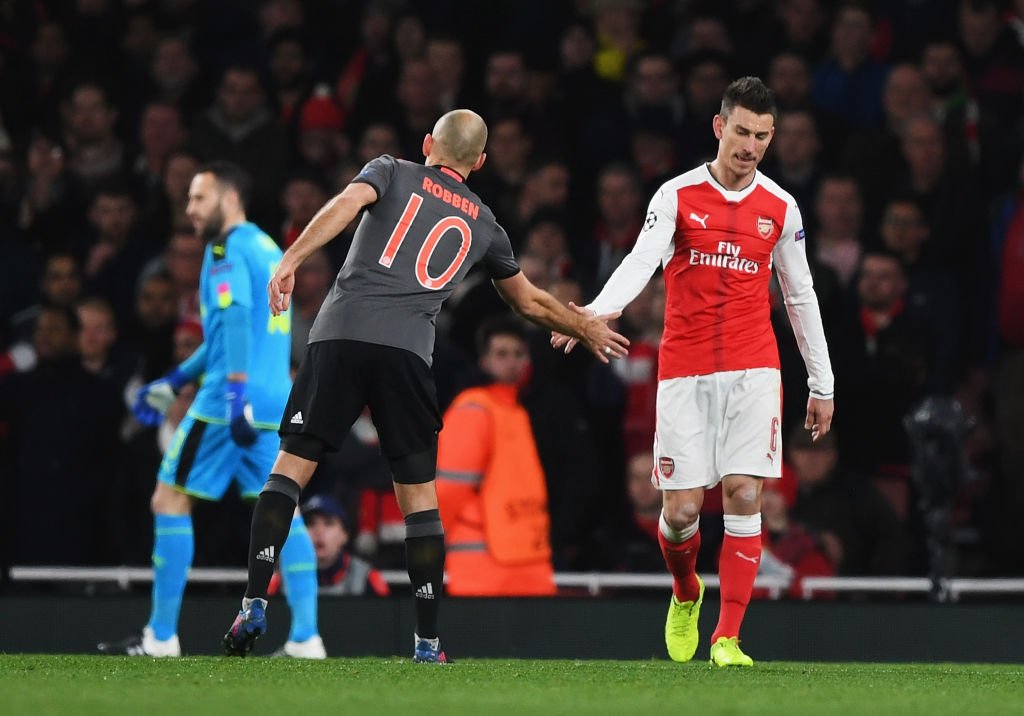BBCMOTD's tweet photo. Arsenal over two legs against Bayern:

With Koscielny on the pitch: 2-1

Without Koscielny on the pitch: 0-9

😳 https://t.co/Ij7WmF6Grp https://t.co/Eh9INX7ZhO
