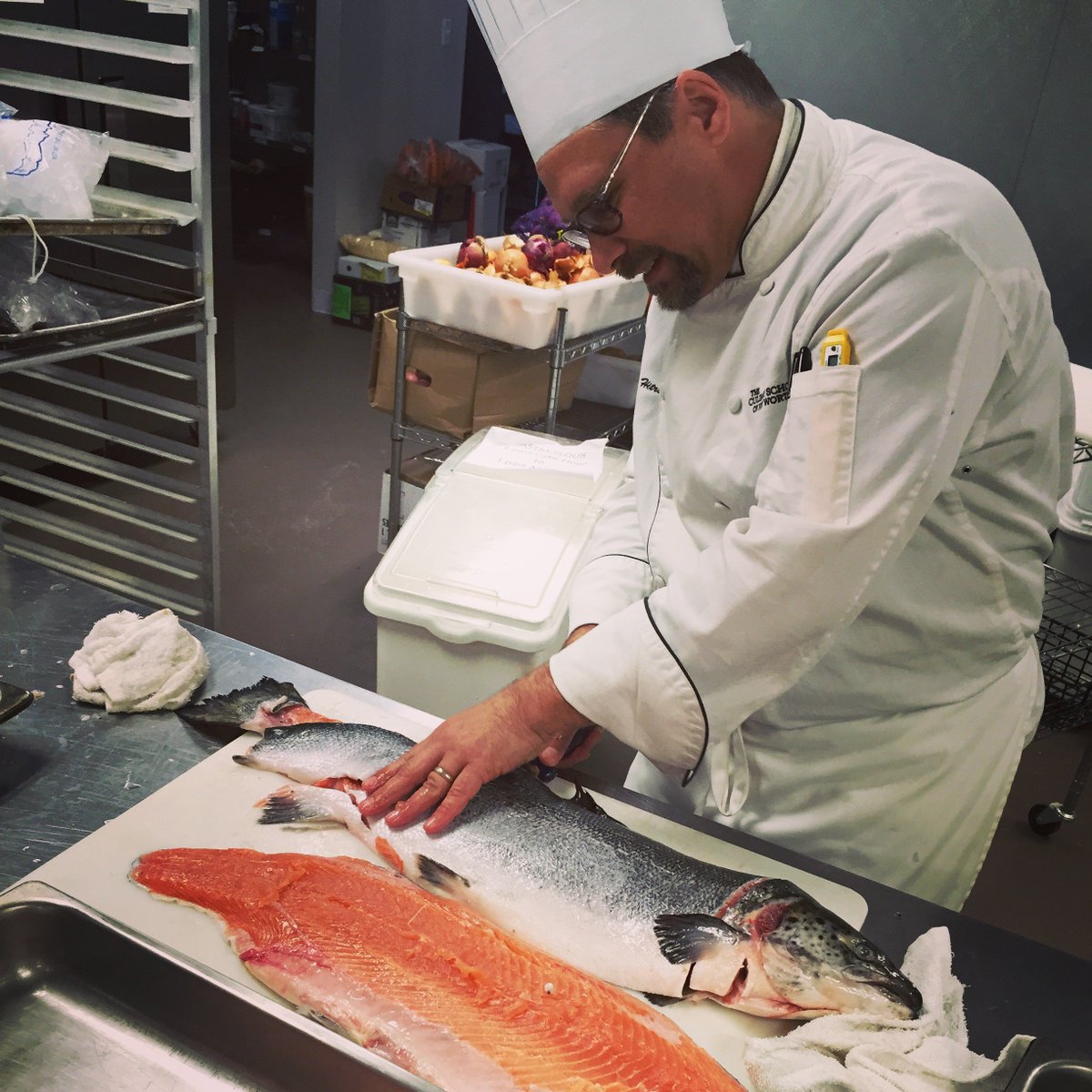 TCSFTW's tweet image. There&apos;s something &quot;fishy&quot; going on around here today! #csftw #culinaryschool #ChefInstructor #seafood