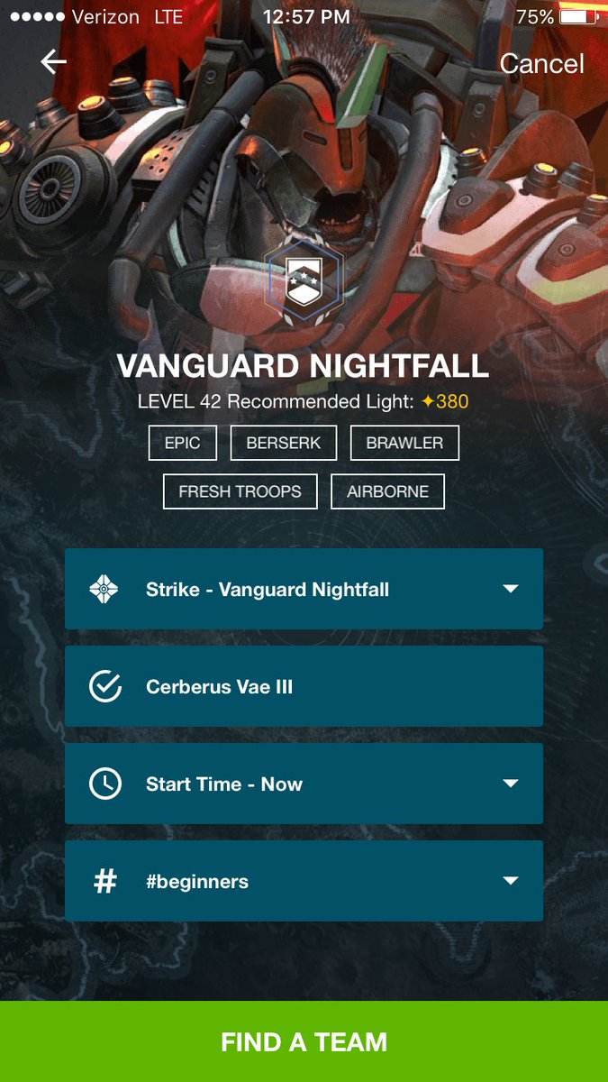 CrossroadsApp's tweet photo. Happy Reset! The new Nightfall is Cerberus Vae III with Berserk, Brawler, Fresh Troops, Airborne. WOTM is Vosik Challenge. #DestinyTheGame https://t.co/fISwBDJx1k