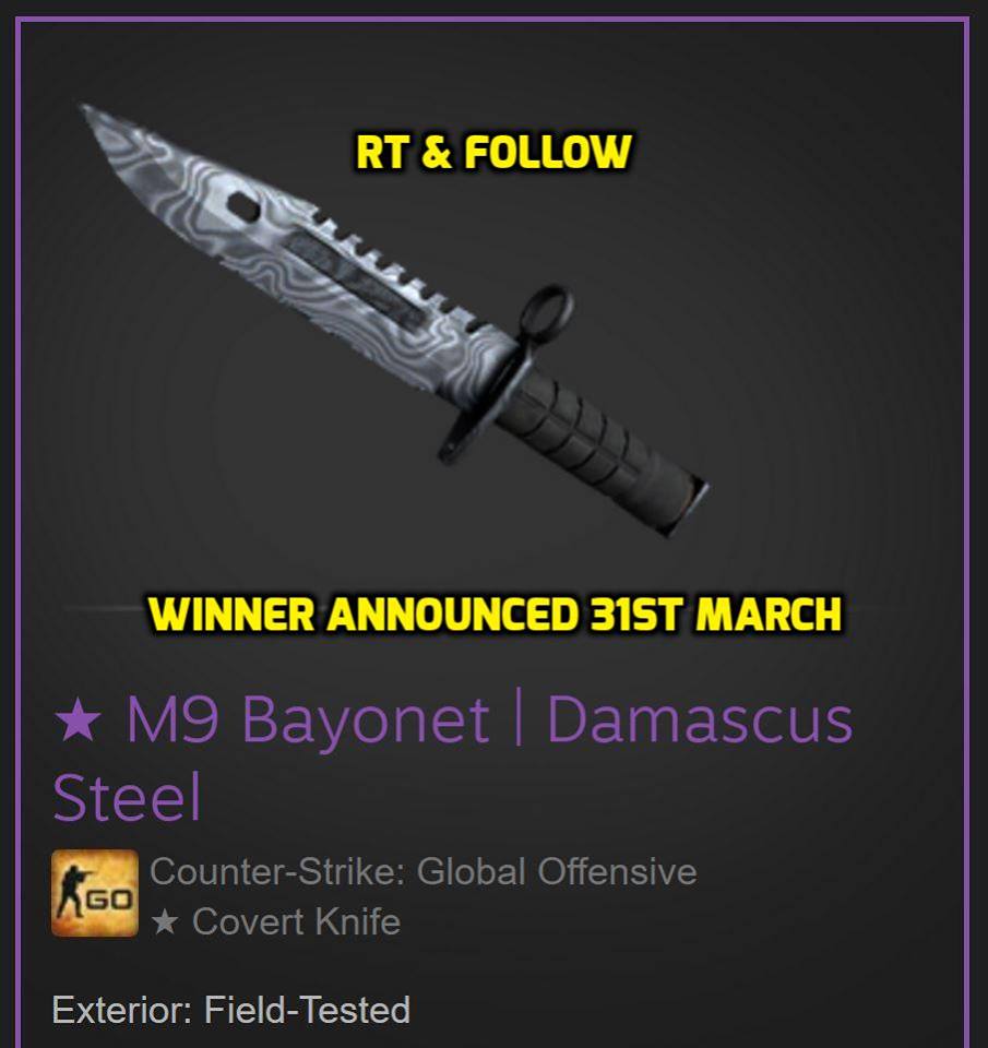 SoChromeGG's tweet photo. GIVEAWAY: SO CHROME. SO BEAUTIFUL. RT &amp; FOLLOW for your chance to win our March M9-Bayonet! https://t.co/uSs9wn1jyD