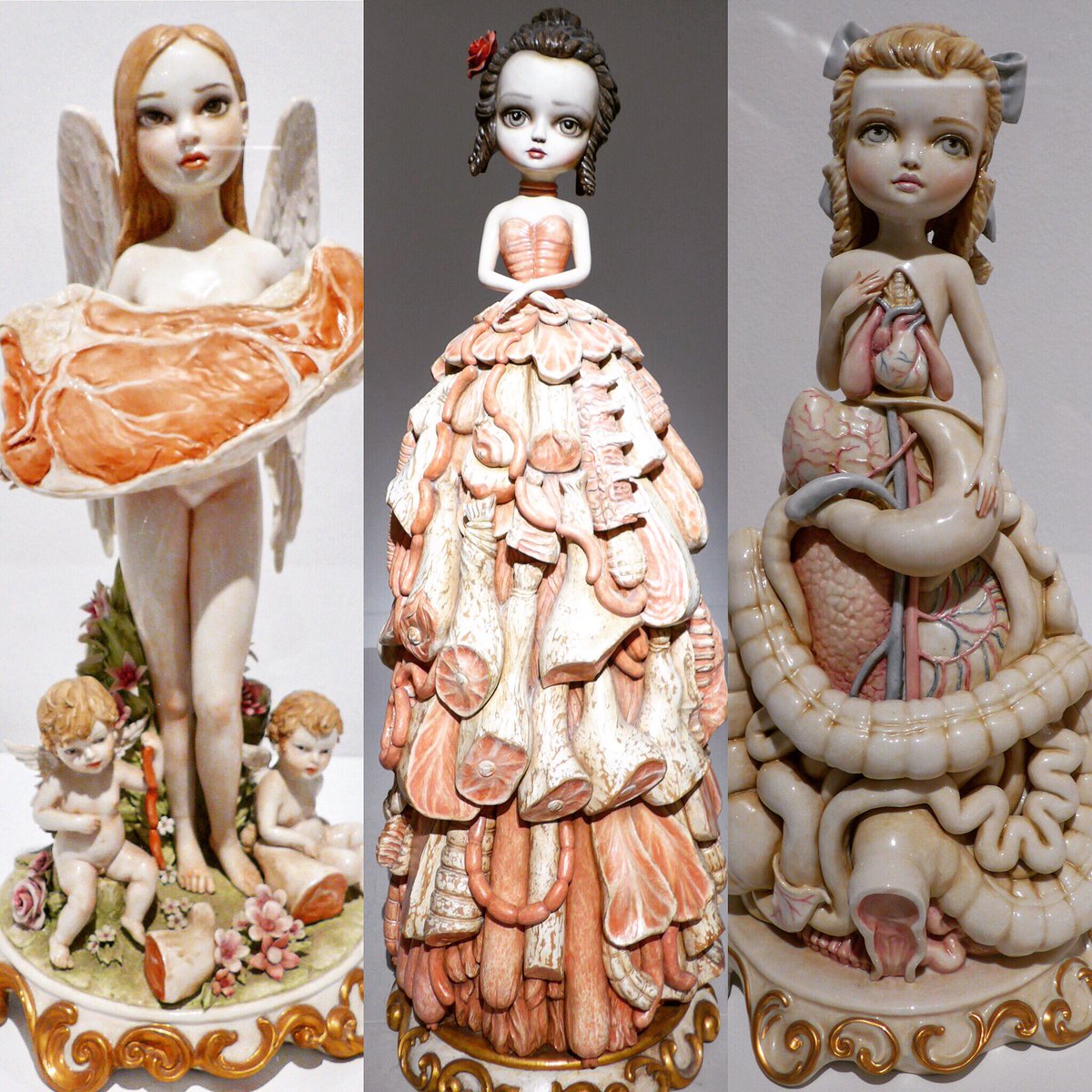 Leoそふび坊や 昨日に続きcacmaragaへマークライデンの展覧会を観に来ました マークライデンの人気は高く 本日も盛況 家族連れが多く 作品と記念写真を撮る人が目立つ 作品を観ながら家族や友人とあれこれ話をする姿勢も積極的 画像は陶器などで作られ