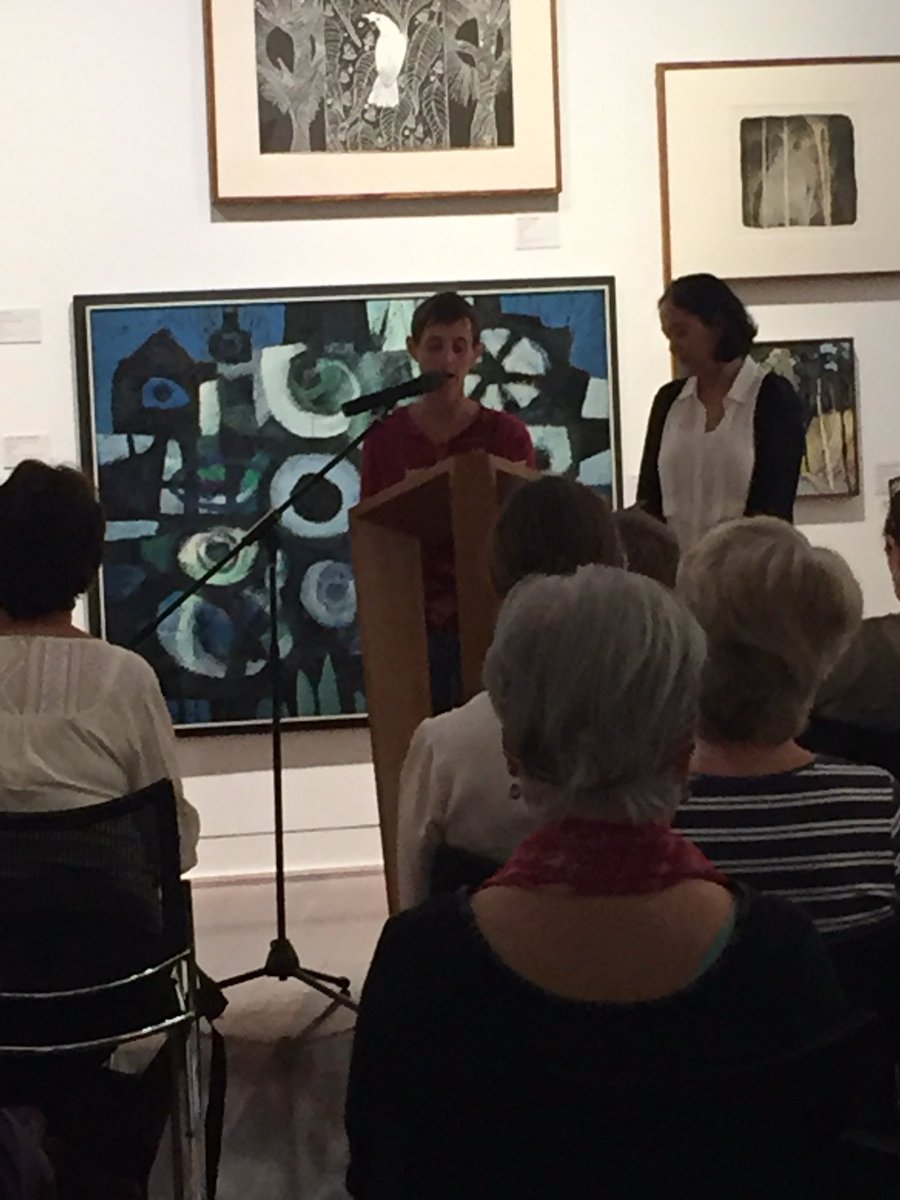 MMWM2013's tweet image. Kathleen reads 'Untitled' winning poem by Molly Lasker @SCWCentre #internationalwomensday #wollongongartgallery #creativewriting