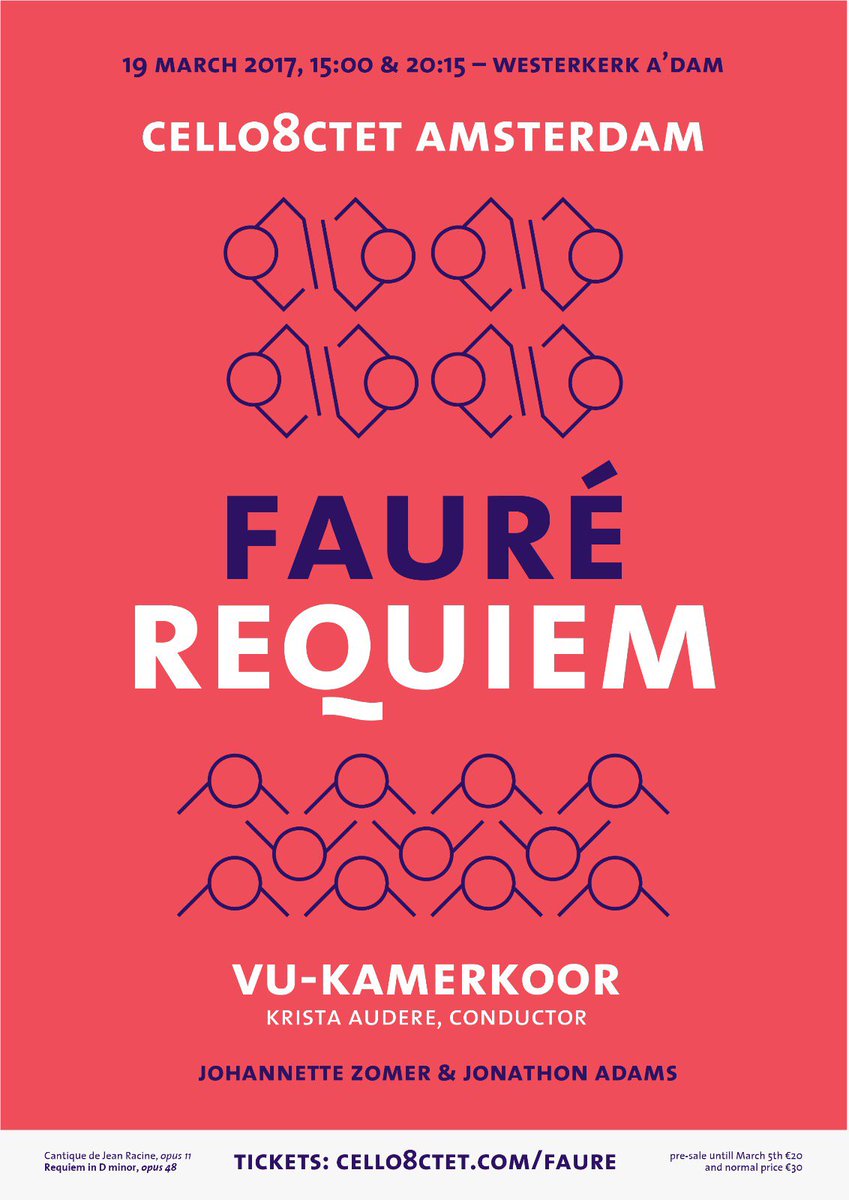 Come to our performance of Fauré’s Requiem on March 19 at the Westerkerk! Tickets: cello8ctet.com/faure