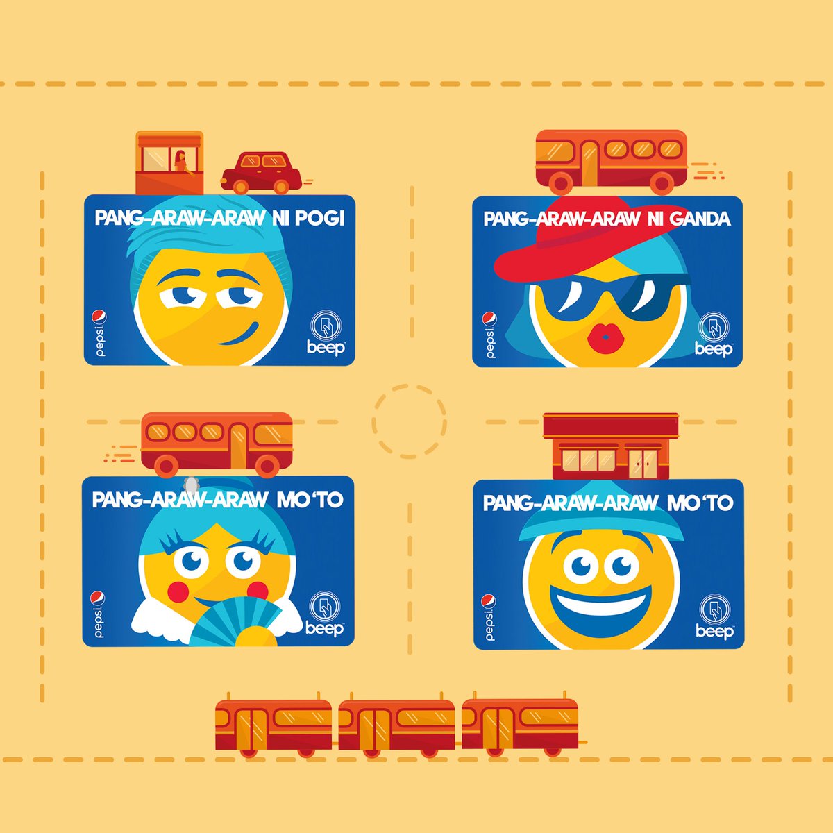 Get all of the limited edition Pepsi beep cards today! Use it in the LRT,  MRT, beep bus partners and in FamilyMart! Get it now for only P20!