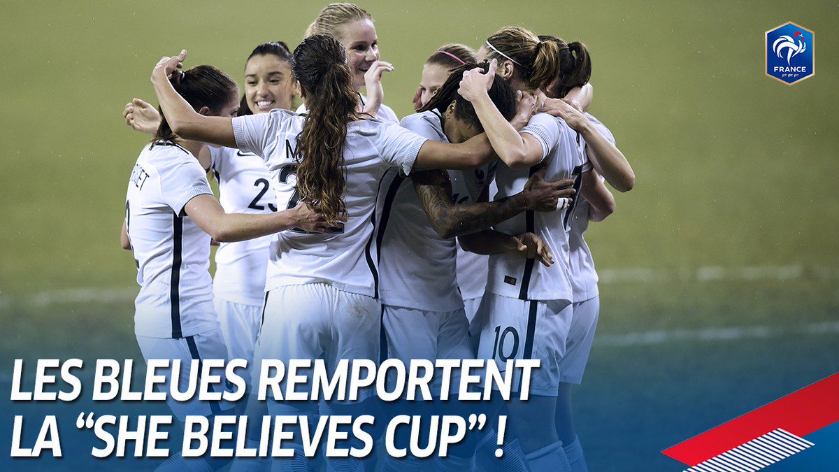 equipedefrance's tweet photo. C'est fini!! Les Bleues s'imposent 3-0 face aux Championnes du Monde américaines et remportent la #SheBelievesCup!!! 👏👏👏🏆 #FiersdetreBleus https://t.co/2bvN2Y32oi
