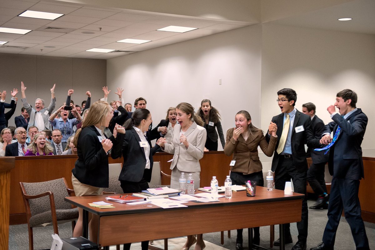 Cobarpresident's tweet photo. The moment the Colorado Academy won the @COBarAssoc High School Mock Trial program! https://t.co/i9uSeU5hva