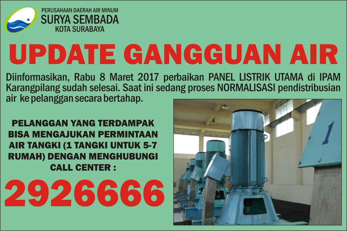 PDAMSurabaya's tweet photo. @BTutHarJun @infosurabaya mhn maaf atas ketidaknyamanannya bu Tuti. Saat ini masih proses normalisasi aliran air. https://t.co/dvZoxp2eO8