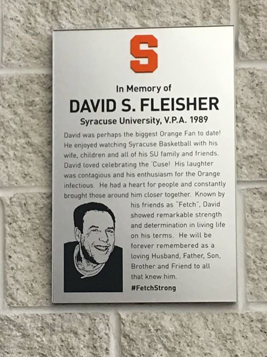 marcisenberg's tweet photo. Special memorial plaque at the Melo Center in honor of my childhood friend David Fleisher who recently passed.  Awesome dude. 🙏#fetchstrong https://t.co/Le1iCLPeuP