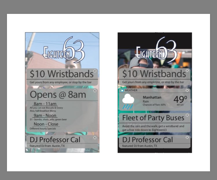 TheEighteen63's tweet photo. Buy ur wristband today from a 63 employee or the bar! Avoid the cold/rain &amp; have our party bus pick you up anywhere in MHK &amp; dropped at 63! https://t.co/UyMhc99qZg
