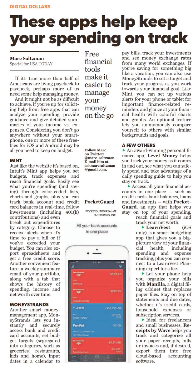 _s_U_r_f_E_r_'s tweet photo. @massimochi @farano These #apps help keep Ur #spending on track
#Mint-#MoneyStrands-#LevelMoney-#PocketGuard-#LearnVest-#Manilla [#UsaToday] https://t.co/j0u34WGyNK