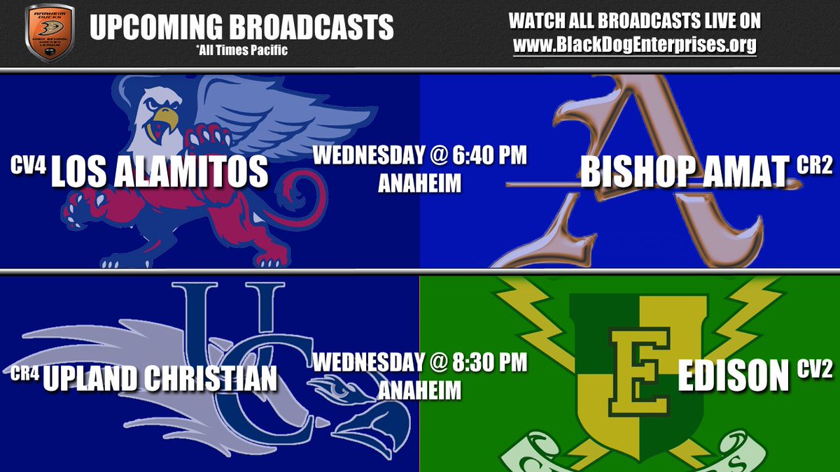 Tomorrow's <a href="/ADHSHL/">ADHSHL</a> Varsity D3 semifinal matchups! Should be 2 great games! 📺 blackdogenterprises.org/watchADHSHL.php 🎤 @Erik_Pessolano / <a href="/christian_ilten/">Christian Ilten</a>