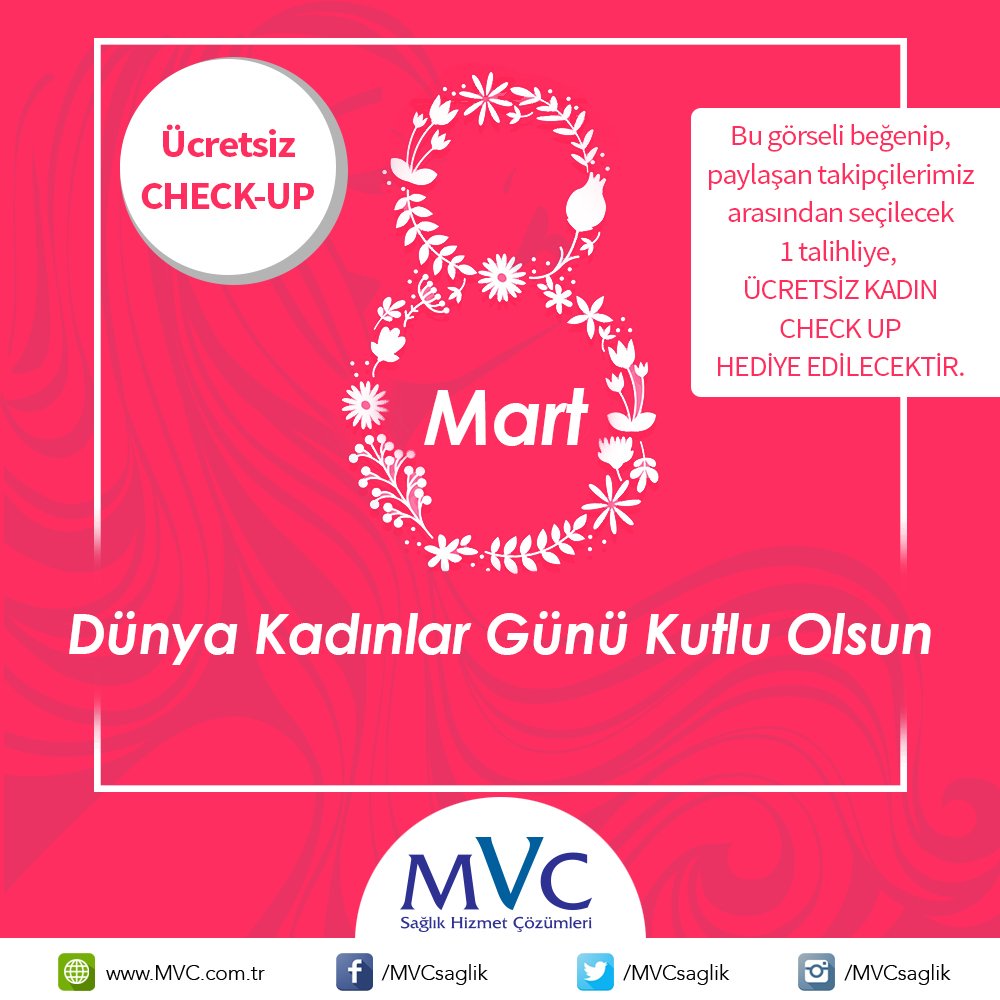 Bu görseli beğenip, paylaşan takipçilerimiz arasından seçilecek 1 talihliye,  ÜCRETSİZ KADIN CHECK UP HEDİYE EDİLECEKTİR.