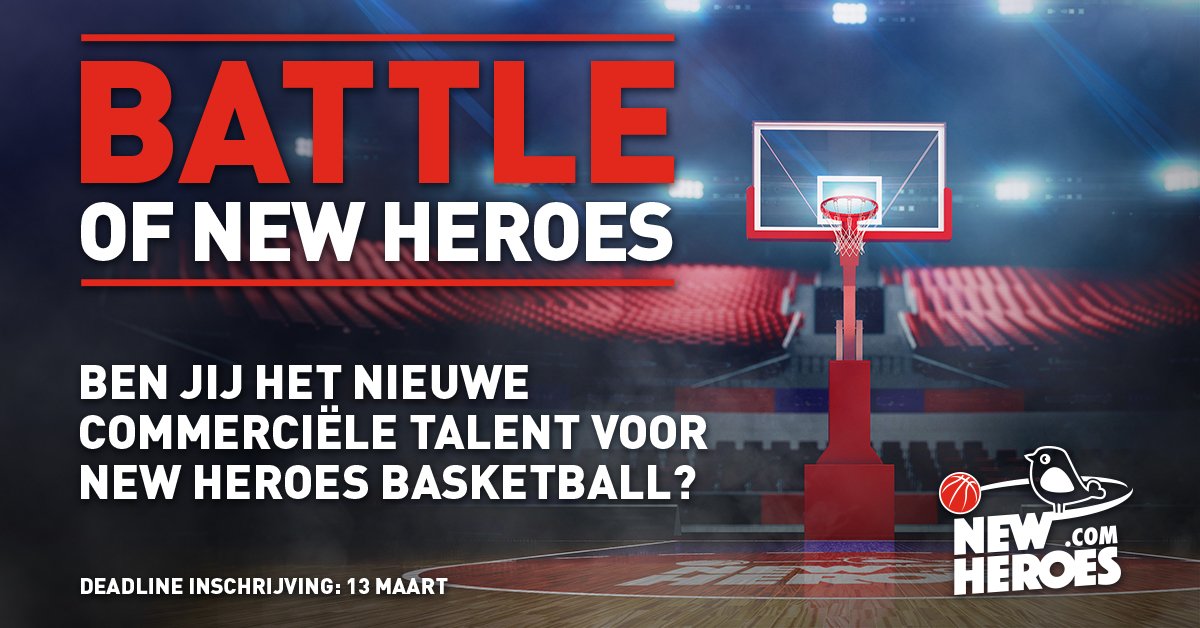 GolazoBrandsNL's tweet photo. Passie voor basketball, commercie en sportmarketing? Pak je kans bij 16-voudig landskampioen @NewHeroesBB! 👉🏼 https://t.co/a4k1kmQUrp https://t.co/ctInI1XYJw