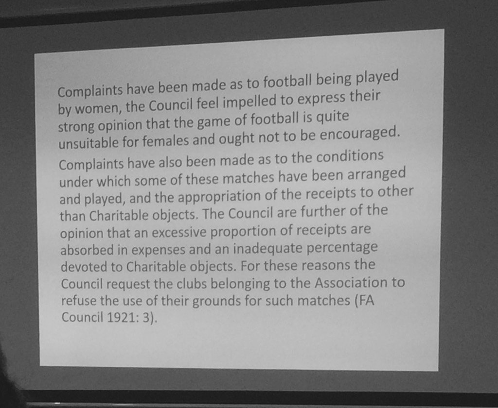 The wording of the FA Ban on women playing football that lasted for 50yrs from 1921-71. #InternationalWomensDay