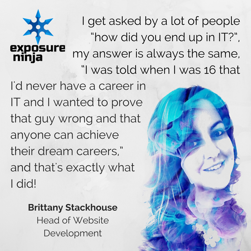 ExposureNinja's tweet image. Brittany is our kick-ass head of dev. She's a real tough cookie + a cool cucumber under pressure -- our clients adore her! #IWD2017 #GRLPWR
