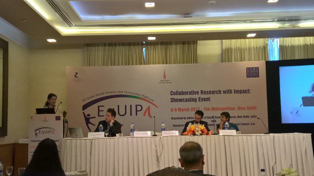 Equipproject's tweet photo. Prof Ravinder Kaur (IIT) highlighting the need to incorporate academic research into policy formation #Equipproject https://t.co/e0wzFj7jWj