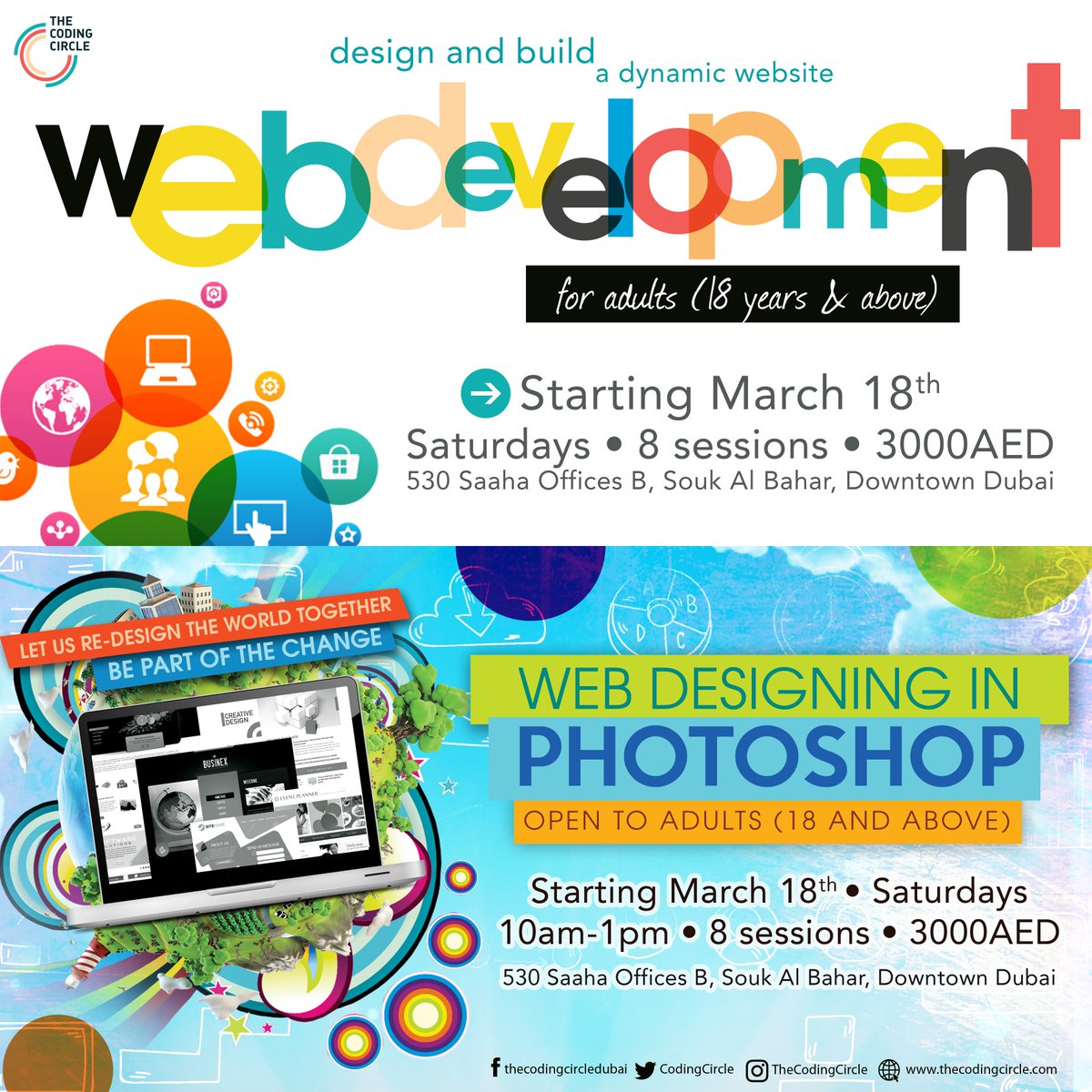CodingCircle's tweet image. Register Now!
#webdev #adobe #java #css #graphicdesign #mydubai
Call us at 054 473 6575 or email us at info@thecodingcircle.com