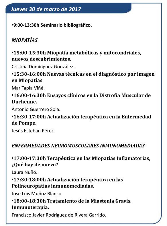 CurroNeuro's tweet photo. Curso enfermedades neuromusculares. 29 y 30 de marzo. https://t.co/o1gYtN9rBW