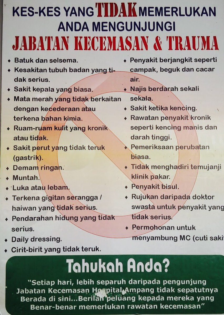 drzek's tweet image. Mengenalpasti fungsi sebenar Jabatan Kecemasan. Jangan biarkan kes betul2 kecemasan menunggu anda yg tak cemas.

@MedTweetMYHQ 
#MedTweetMY