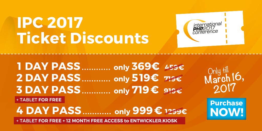 phpconference's tweet image. Better be quick! Reduced pricings only available for 8 days. Join us now &amp;amp; meet other experts for #php &amp;amp; #devOps &amp;gt;&amp;gt; ow.ly/7xLF309Hktv