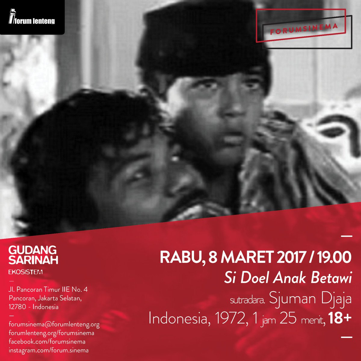gudangsarinah's tweet image. Hari ini jam 7 malam di #ForumSinema, akan memutar film Si Doel Anak Betawi (1972) yang disutradarai Sjuman Djaja.