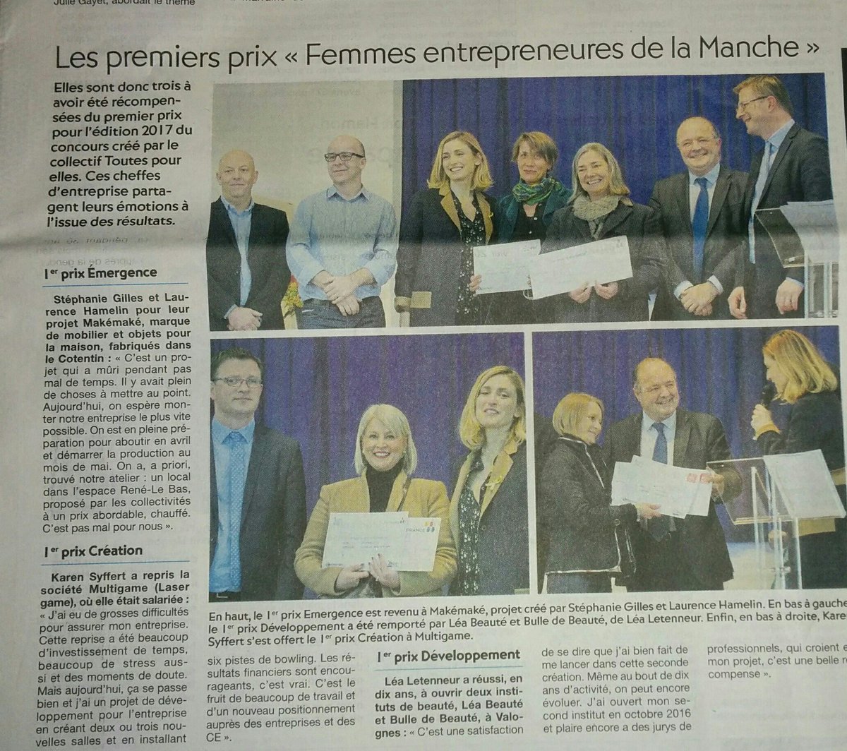 Le forum #Femmes #Entrepreneures dans <a href="/LaPresseManche/">La Presse de la Manche</a> avec les lauréates <a href="/Caisse_Epargne/">Caisse d'Epargne</a> <a href="/EDFFlamanville/">EDF Flamanville</a> @CherbourgenCot <a href="/BGE_Normandie/">BGE Normandie</a>