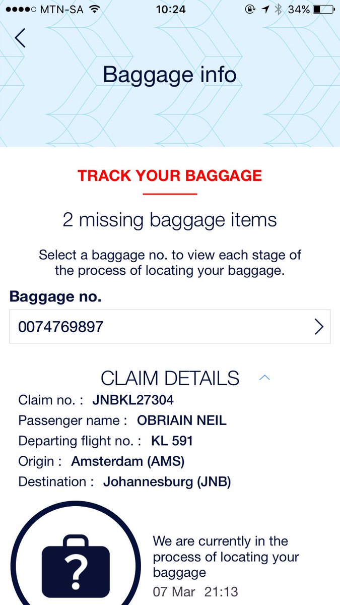 klm baggage tracing