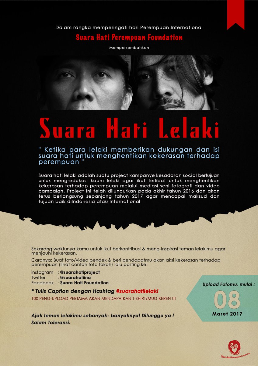 Dalam rangka memperingati Hari Perempuan International (8 maret)
SUARA HATI LELAKI #womensinternationalday